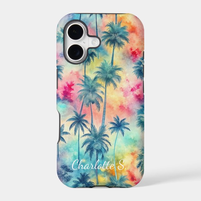 Pattern Tie Dye Palms Custon Iphone Case (Back)