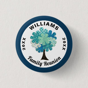 Pattern Tree Family Reunion Blue Green Souvenir Button