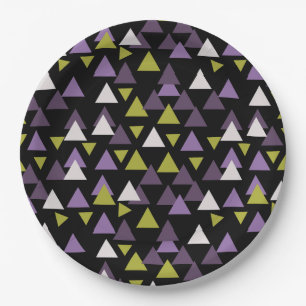 Pattern triangles Avocado and Purple Paper Plates