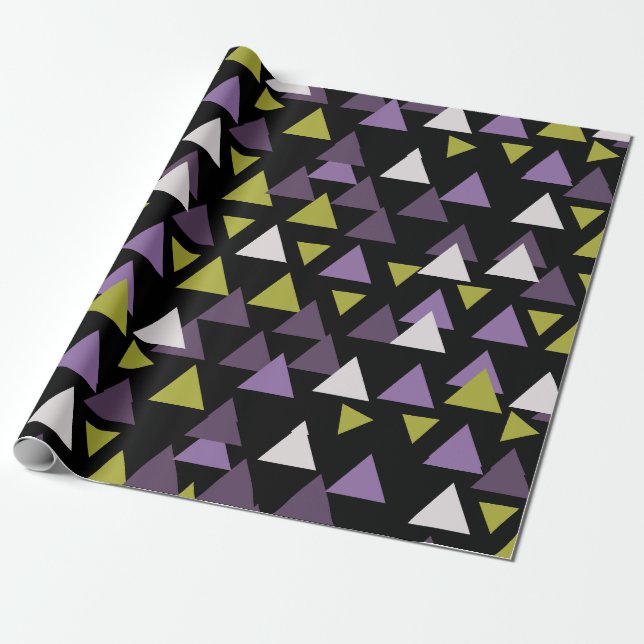 Pattern triangles Avocado and Purple Wrapping Paper (Unrolled)