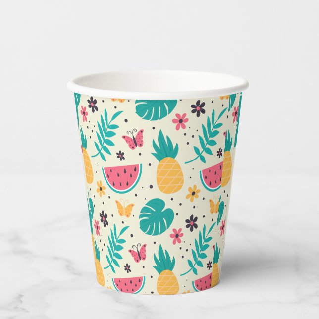Pattern Tropical Fruit Watermelon Pineapple   Paper Cups (Front)