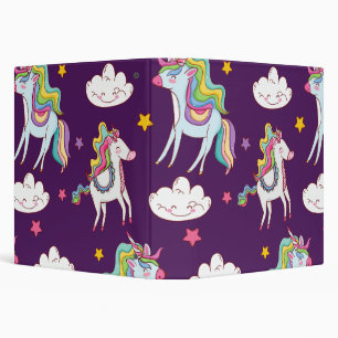 Pattern Unicorn Funny Magic Horse 3 Ring Binder