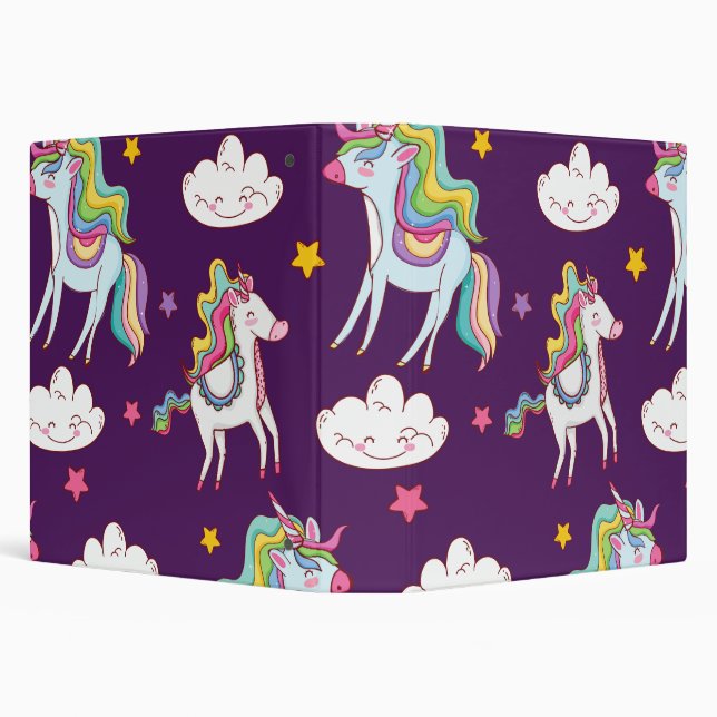 Pattern Unicorn Funny Magic Horse    3 Ring Binder (Background)