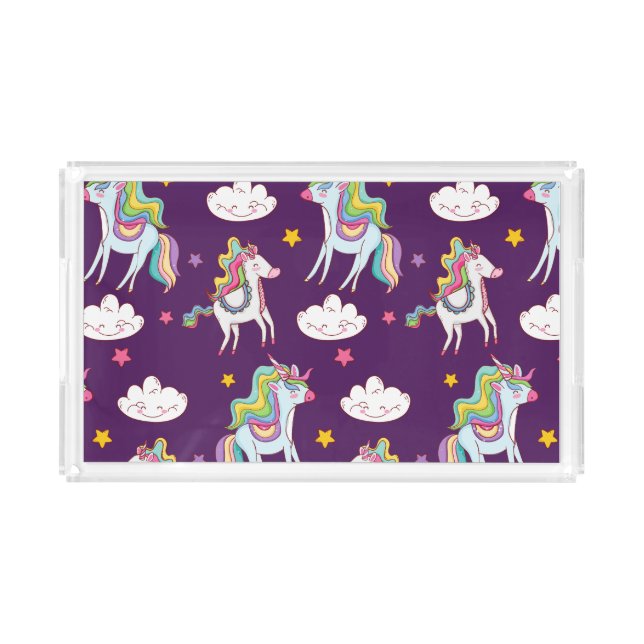Pattern Unicorn Funny Magic Horse       Acrylic Tray (Front)