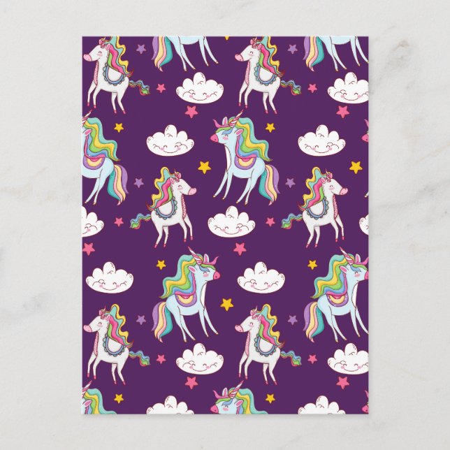 Pattern Unicorn Funny Magic Horse         Holiday Postcard (Front)
