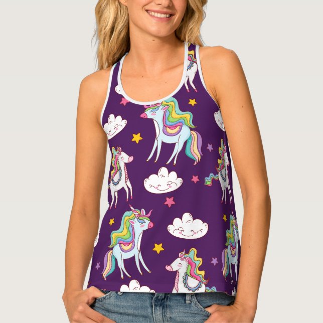 Pattern Unicorn Funny Magic Horse   Tank Top (Front)