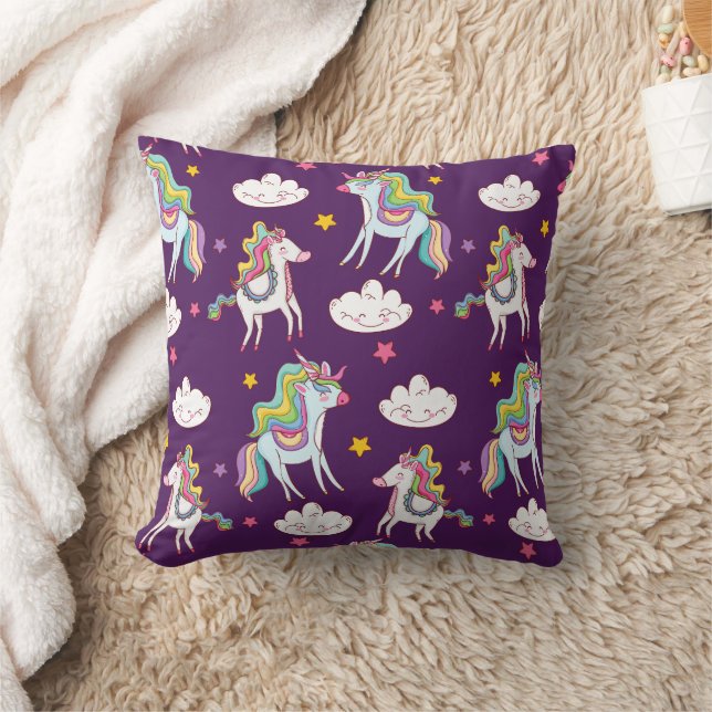 Pattern Unicorn Funny Magic Horse       Throw Pillow (Blanket)