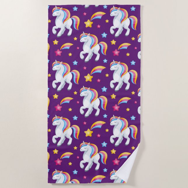 Pattern Unicorn Magic Horse Cute    Beach Towel (Front)
