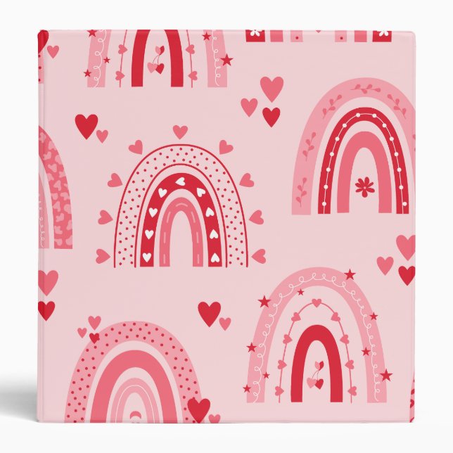 Pattern Valentine 2023 Background With Heart Love  3 Ring Binder (Front)