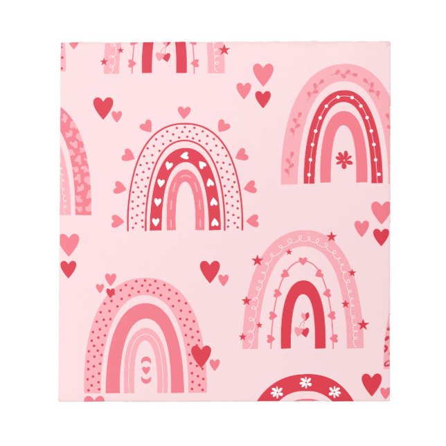 Pattern Valentine 2023 Background With Heart Love  Notepad (Front)