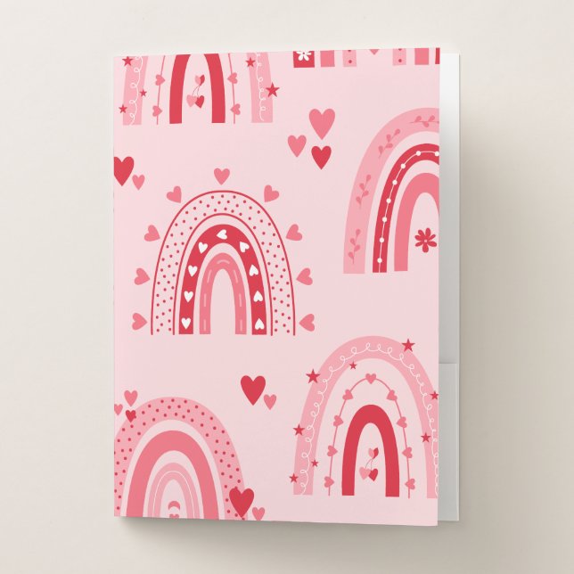 Pattern Valentine 2023 Background With Heart Love  Pocket Folder (Front)
