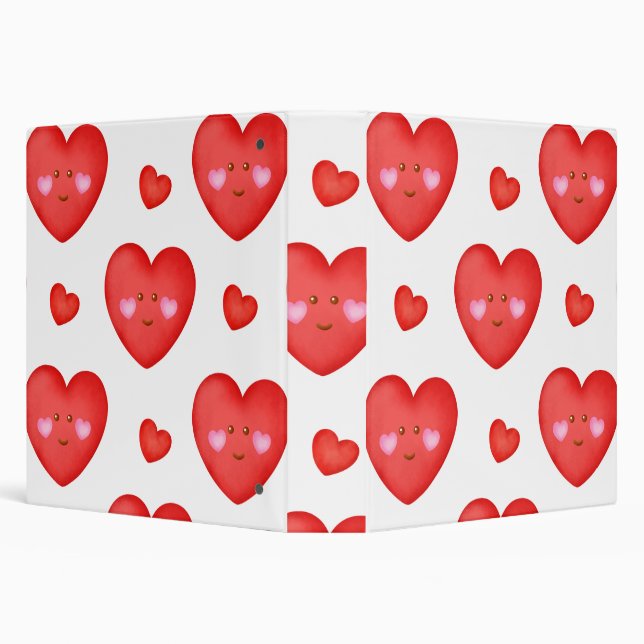 Pattern Valentine Background With Heart Love      3 Ring Binder (Background)