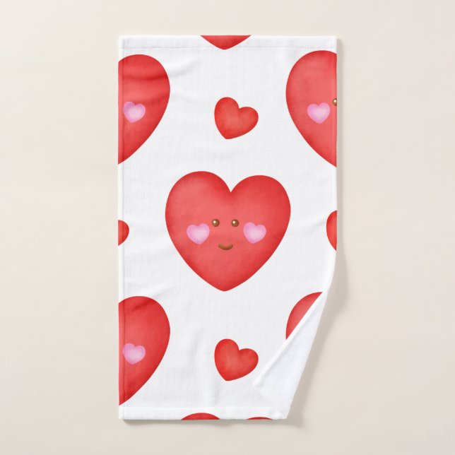 Pattern Valentine Background With Heart Love      Hand Towel (Hand Towel)