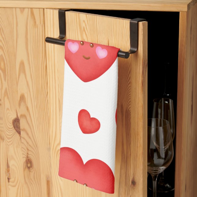 Pattern Valentine Background With Heart Love    Kitchen Towel (Thirds Fold)