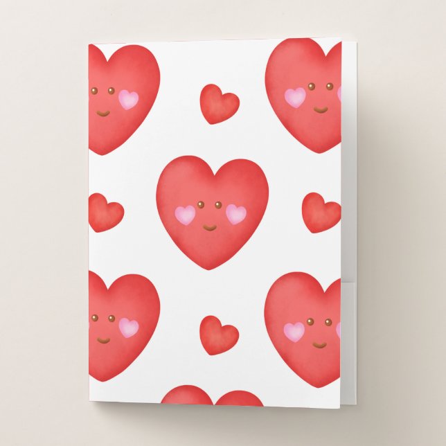 Pattern Valentine Background With Heart Love      Pocket Folder (Front)
