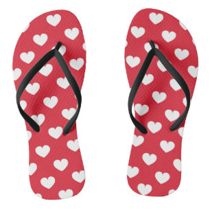 Pattern Valentine Background With Hearts Love Flip Flops