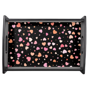 Pattern Valentine`s 2024 Background With Heart Serving Tray