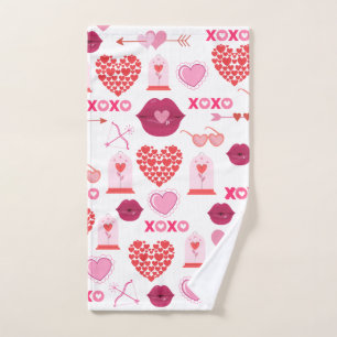 Pattern Valentine`s Day 2023 Background With Heart Hand Towel