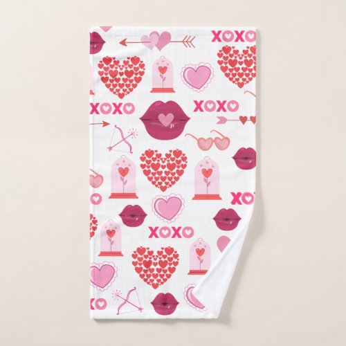 Pattern Valentines Day 2023 Background With Heart Hand Towel