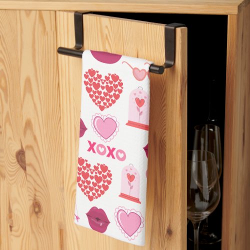Pattern Valentines Day 2023 Background With Heart Kitchen Towel