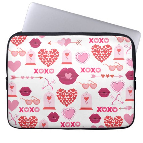 Pattern Valentines Day 2023 Background With Heart Laptop Sleeve