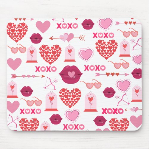 Pattern Valentines Day 2023 Background With Heart Mouse Pad