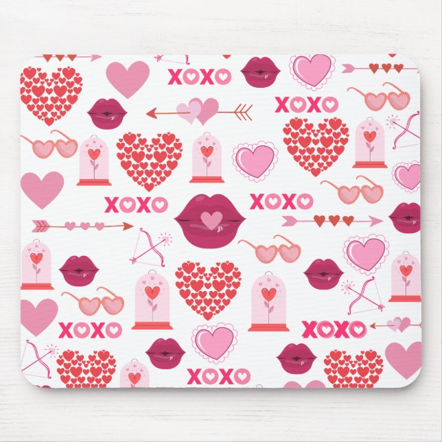 Pattern Valentine`s Day 2023 Background With Heart Mouse Pad (Front)