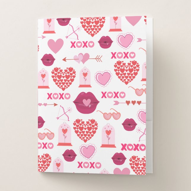 Pattern Valentine`s Day 2023 Background With Heart Pocket Folder (Front)