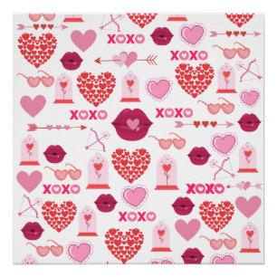 Pattern Valentine`s Day 2023 Background With Heart Poster