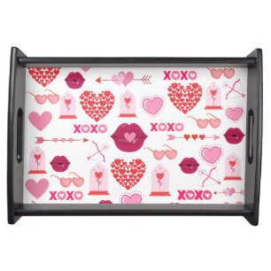 Pattern Valentine`s Day 2024 Background With Heart Serving Tray