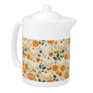 Pattern Vintage pumpkin Groovy Teapot