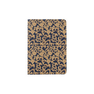 Pattern vintage style leaf and flowers passport holder