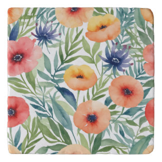 Pattern watercolor flowers trivet