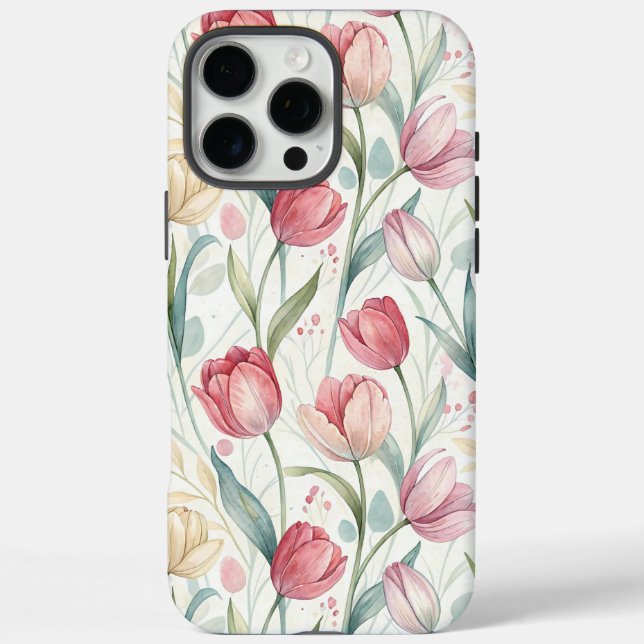 Pattern Watercolor Modern Tulips Case-Mate iPhone Case (Back)