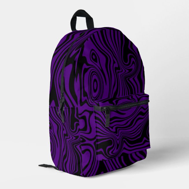 Pattern Waves Black Purple Backpack Choose Colors (Back Corner Left)