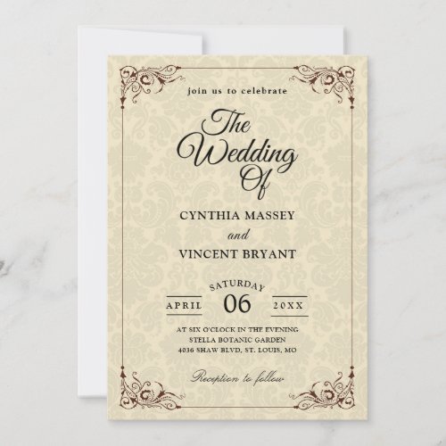 pattern western country wedding invitations