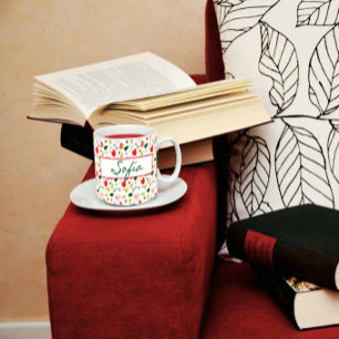 Pattern wildflowers red poppy coffee mug