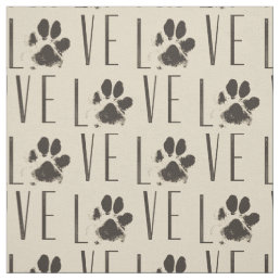 Pattern with a Paw Print that Spells Out Love Fabric