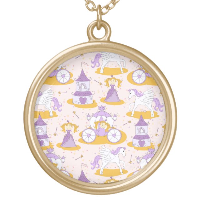 pattern with a princess gold plated necklace (Front)