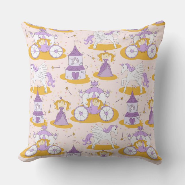 pattern with a princess throw pillow (Front)