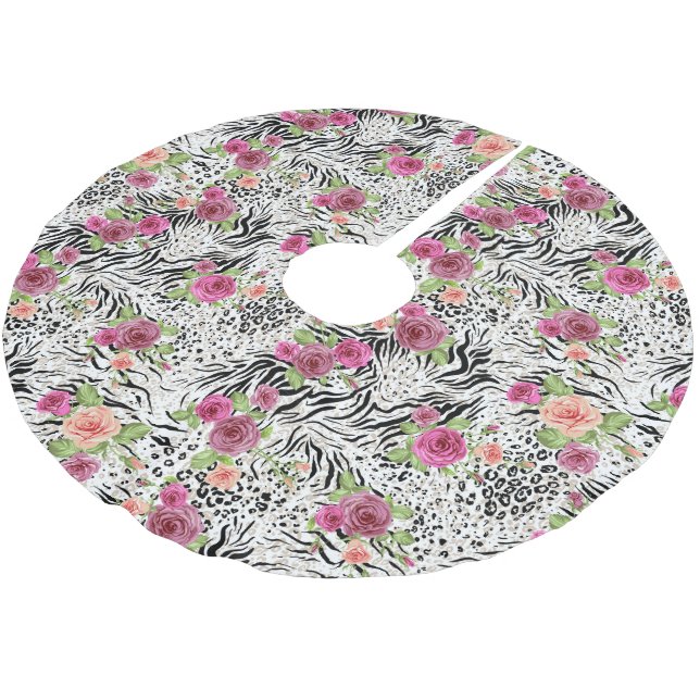 Pattern With Animal Prints Brushed Polyester Tree Skirt (Angled)