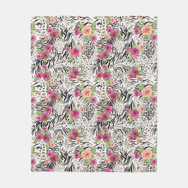 Pattern With Animal Prints Fleece Blanket (Front)