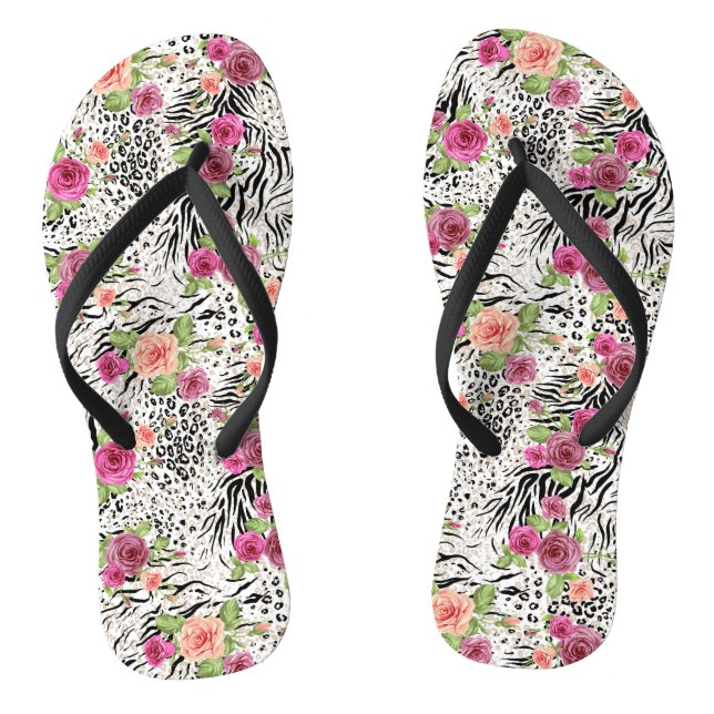 Pattern With Animal Prints Flip Flops (Footbed)