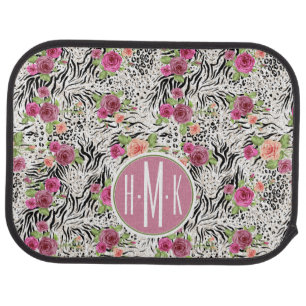 Pattern With Animal Prints Monogram Car Mat