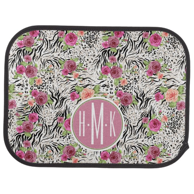 Pattern With Animal Prints | Monogram Car Mat (Rear)