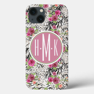 Pattern With Animal Prints   Monogram iPhone 13 Case