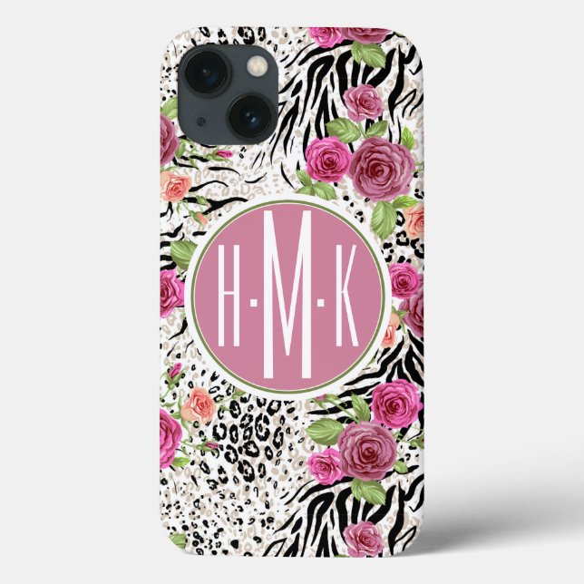 Pattern With Animal Prints | Monogram Case-Mate iPhone Case (Back)