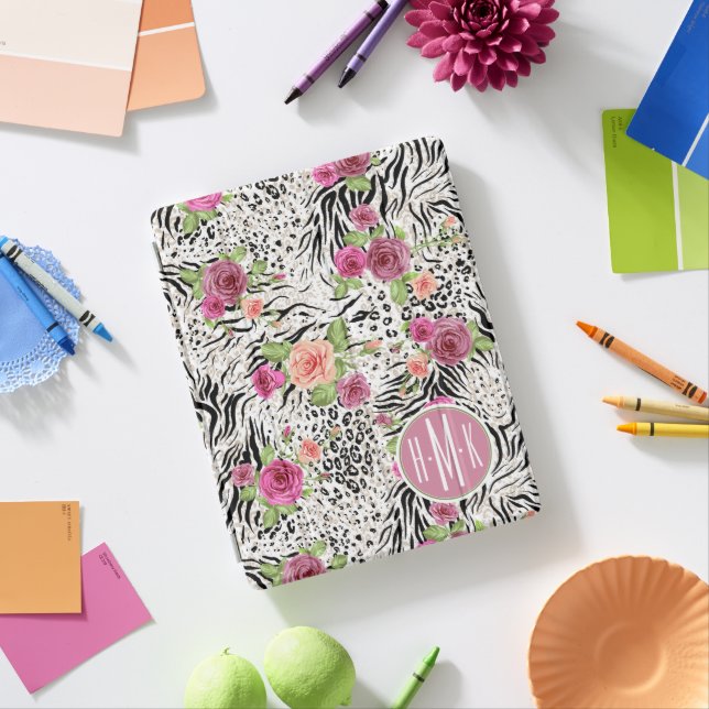 Pattern With Animal Prints | Monogram iPad Smart Cover (In Situ)
