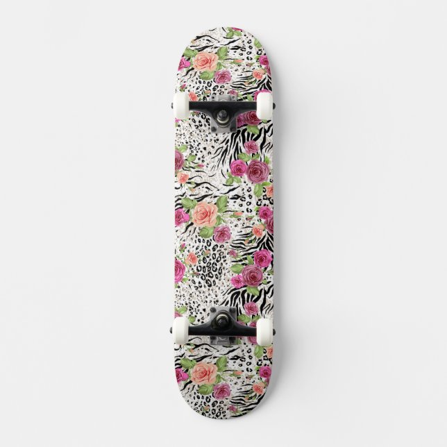 Pattern With Animal Prints Skateboard (Front)