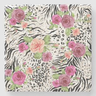 Pattern With Animal Prints Stone Coaster